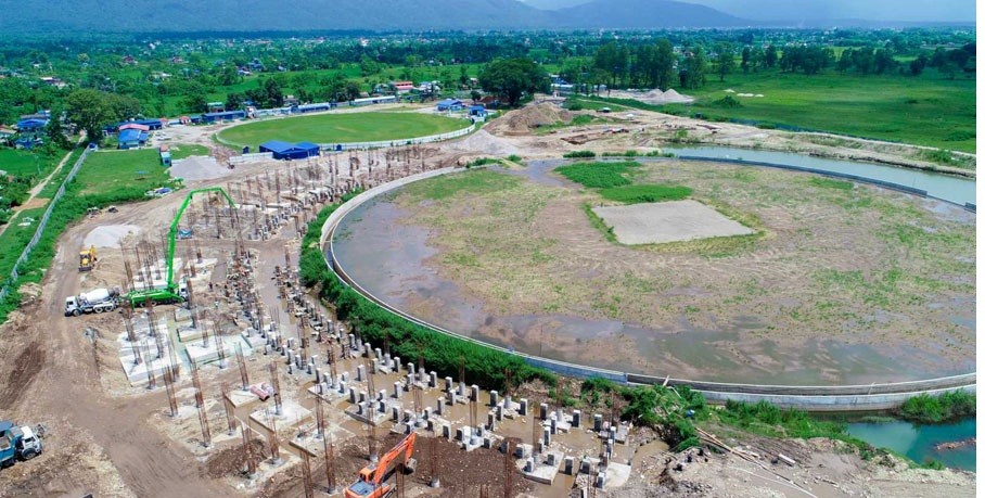 गौतमबुद्ध अन्तर्राष्ट्रिय क्रिकेट रंगशालाको काम अघि बढाइँदै