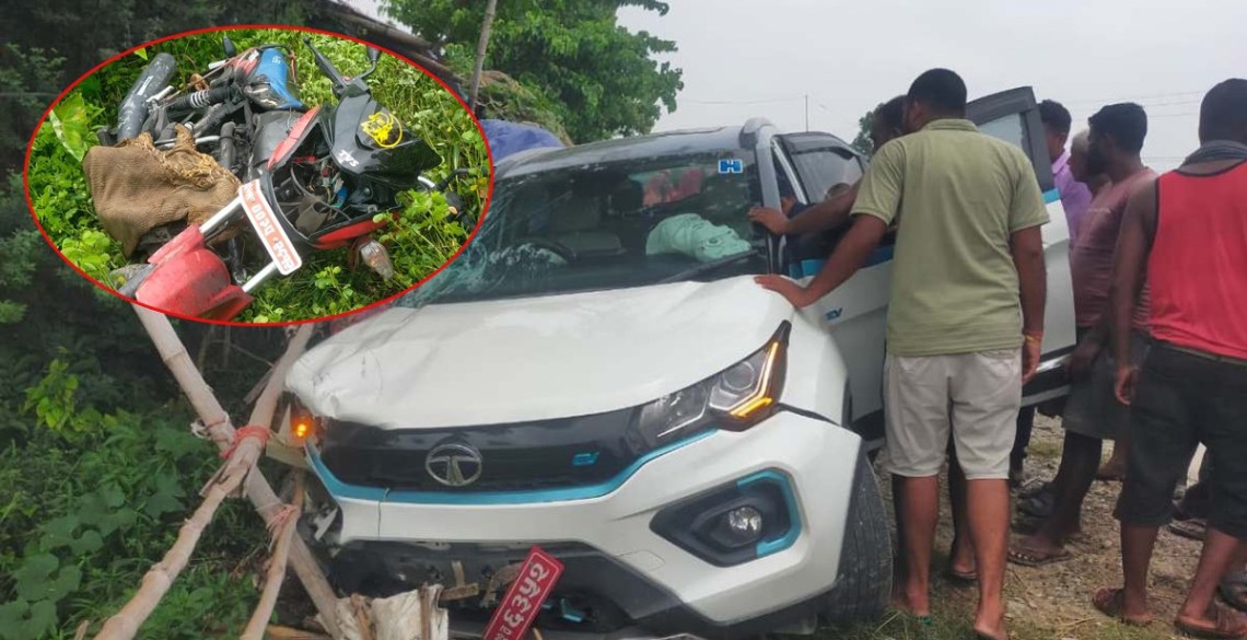 डाक्टरले चलाएको ईभी कारको ठक्करबाट वरिष्ठ सईको मृत्यु, पत्नी घाइते