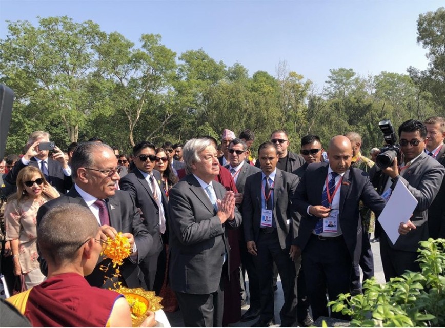 संयुक्त राष्ट्रसंघका महासचिव गुटेरेस लुम्बिनीमा 