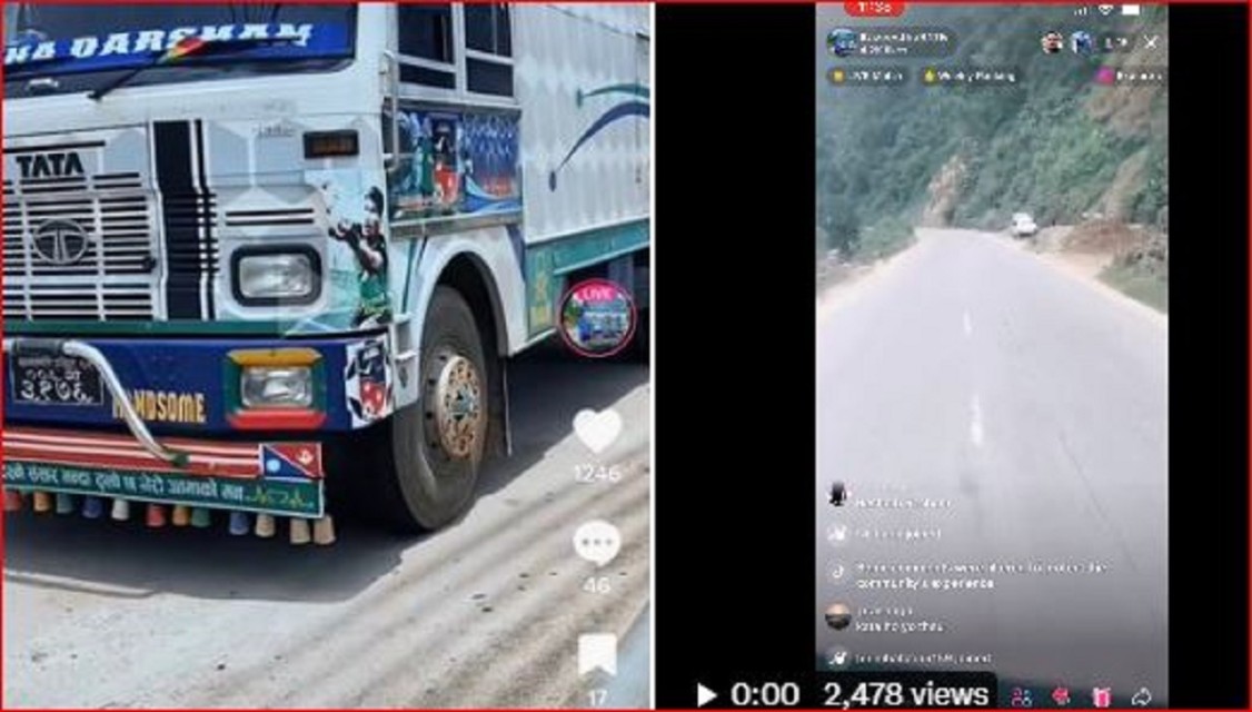 टिकटक लाइभ गर्दै ट्रक चलाउने चालक कारबाही