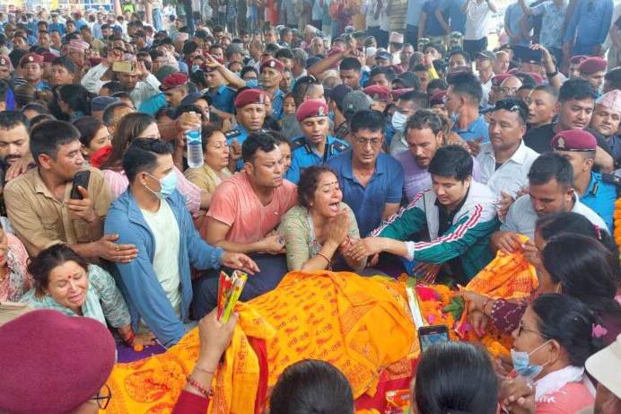 मन्त्री सिंहको पार्थिव शरीर धनगढी रङ्गशालामा