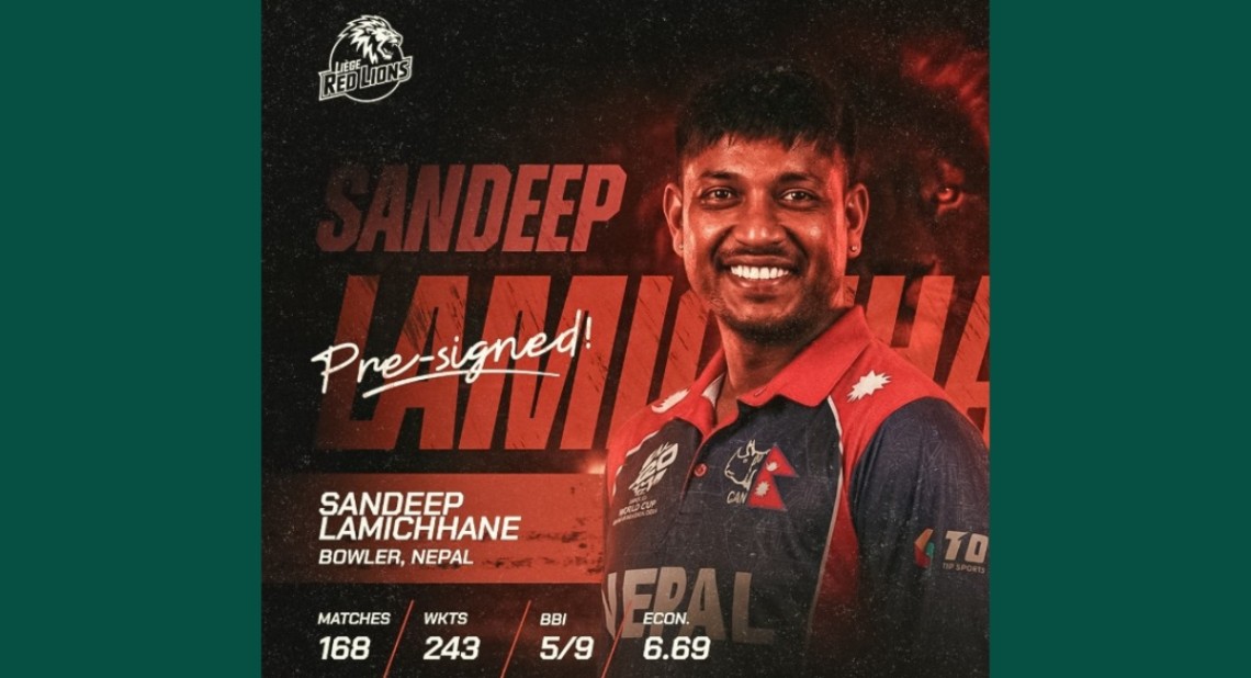सन्दीप लामिछाने इयू टी-२० लिगमा रेड लायन्सबाट खेल्ने