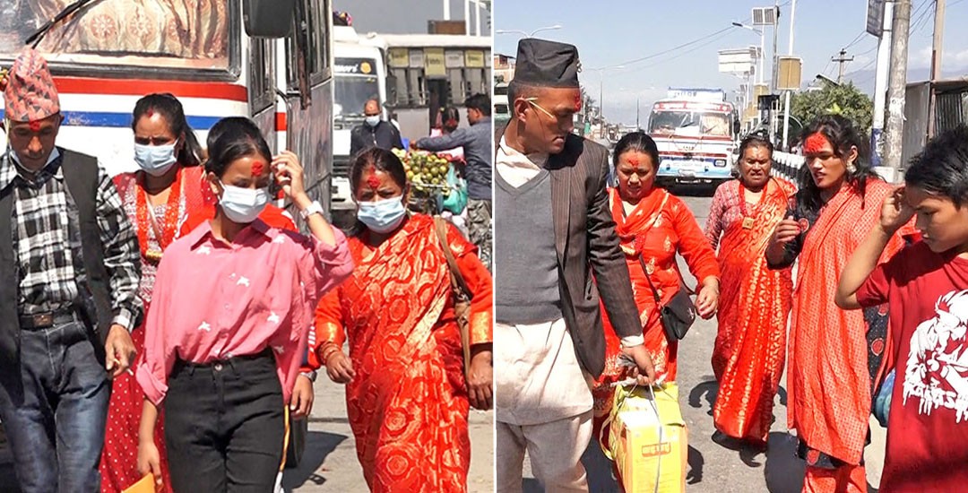 काठमाडौंका सडकमा दशैंमा टीका लगाउन जानेको चहलपहल बढ्यो