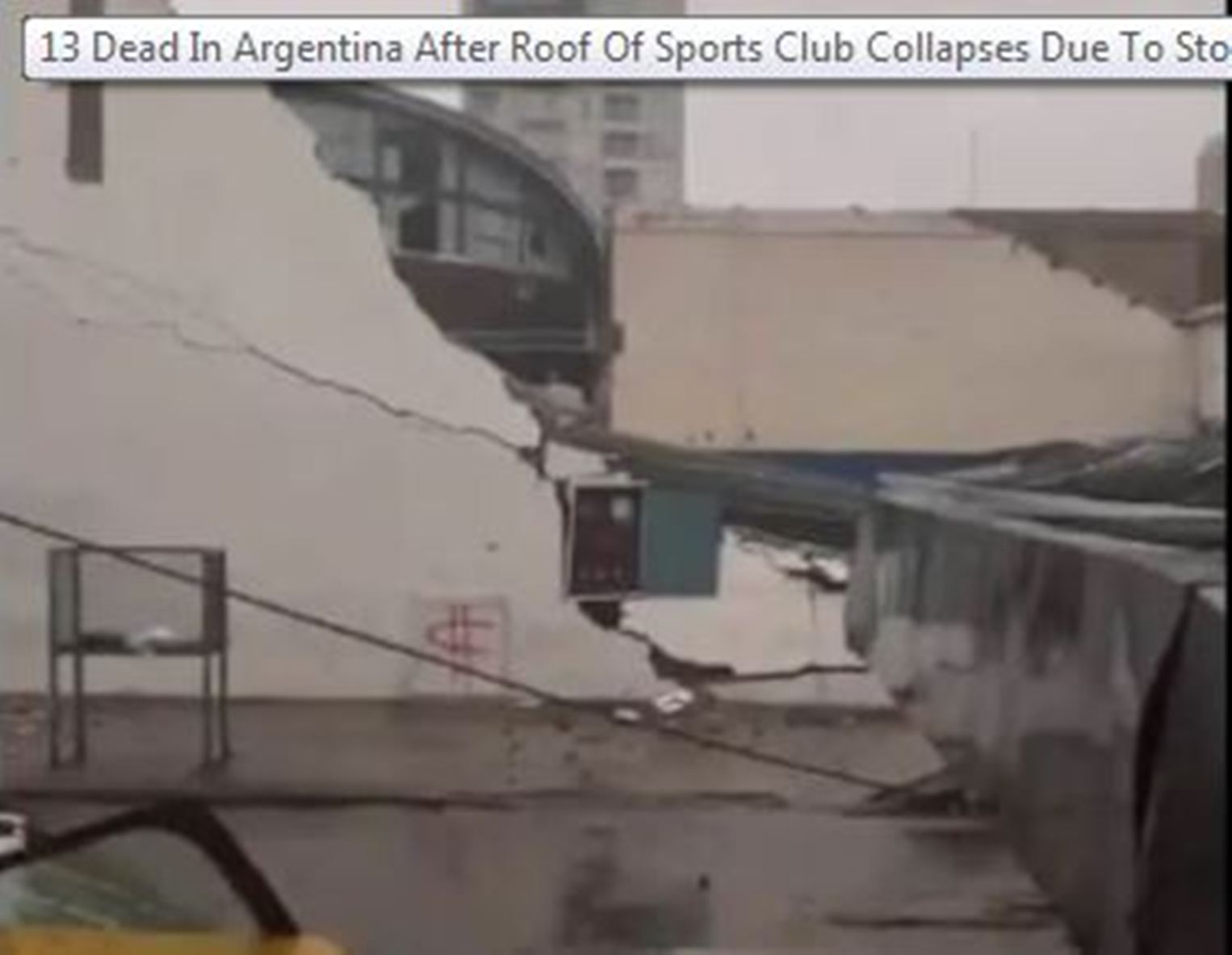 अजेन्टिनामा आँधीले क्लबको छाना खस्दा १३ को मृत्यु