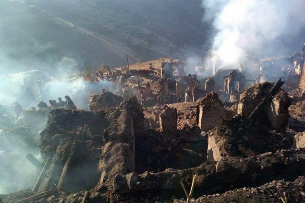 कालिकोटको न्यौपाने गाउँमा आगलागी हुँदा ८७ घर जलेर नष्ट