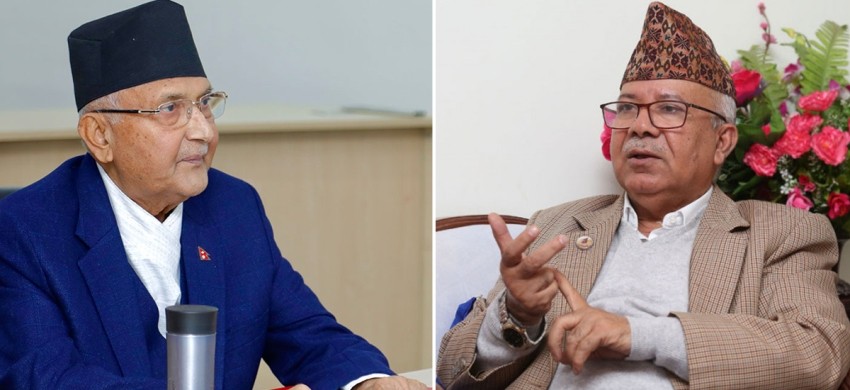 एमाले अध्यक्ष ओली र वरिष्ठ नेता नेपालबीच भेटवार्ता हुँदै