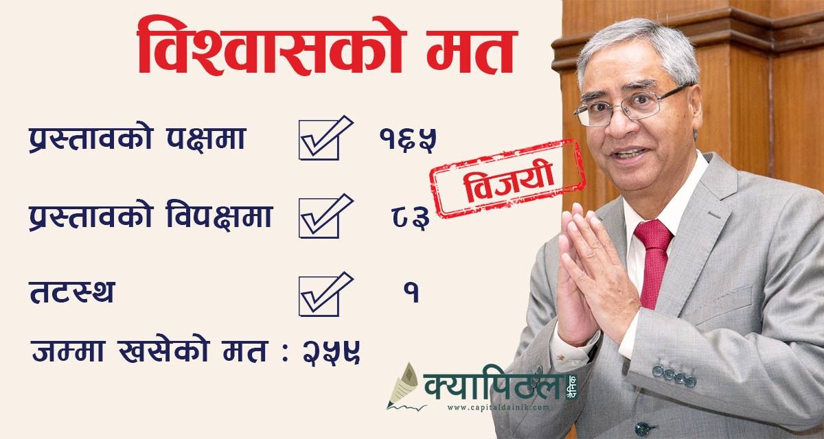 देउवालाई संसदबाट विश्वासको मत प्राप्त (भिडियो सहित)