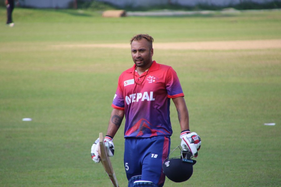 नेपालको पाँचौँ विकेट पतन, शरद भेषवाकर ६ रनमै आउट