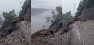 फेरि जोखिममा कृष्णभीरको सडक, नयाँ ट्र्याकको ग्याबियन वाल भासियो