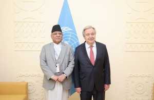 प्रधानमन्त्री र संयुक्त राष्ट्र संघका महासचिवबीच भेट