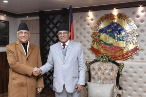 प्रधानमन्त्री प्रचण्ड र एमाले अध्यक्ष ओलीबीच भेटवार्ता