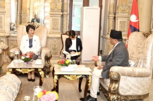 प्रधानमन्त्रीसँग जापानी विदेशमन्त्रीको शिष्टाचार भेट