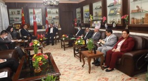 चिनियाँ नेता  लिउ र माओवादी अध्यक्ष प्रचण्डबीच भेटवार्ता