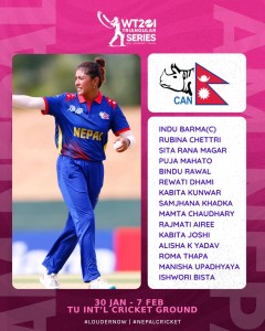 घरेलु मैदानमा हुने त्रिकोणात्मक टी–२० शृंखलाका लागि नेपालको टोली घोषणा