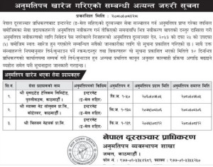 प्राधिकरणद्वारा तीन टेलिकम कम्पनीको अनुमतिपत्र खारेज