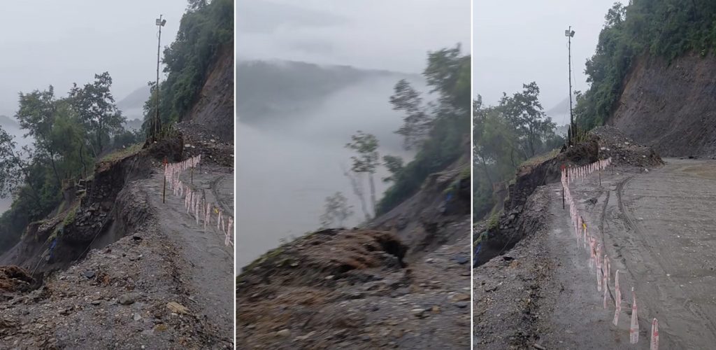 फेरि जोखिममा कृष्णभीरको सडक, नयाँ ट्र्याकको ग्याबियन वाल भासियो