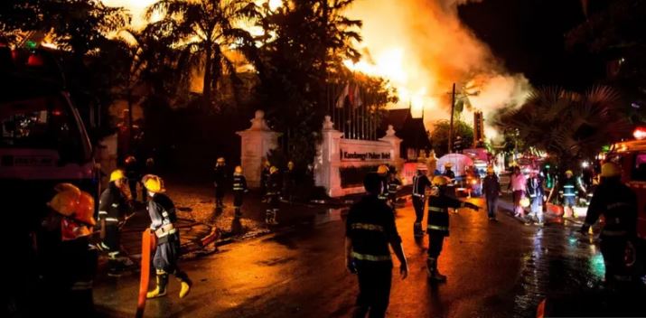 म्यान्माको याङ्गुनमा आगलागी हुँदा ३३ घर जलेर नष्ट