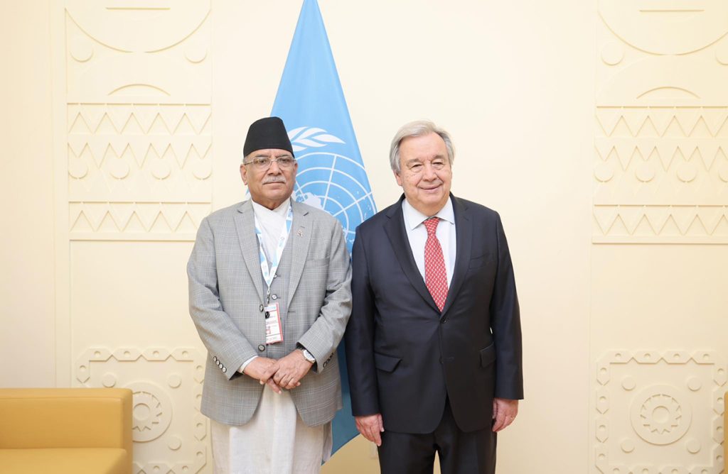 प्रधानमन्त्री र संयुक्त राष्ट्र संघका महासचिवबीच भेट