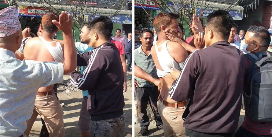 बनेपामा गाडीमा ढुंगा हान्ने बन्दकर्तालाई चालकहरुले कुटे