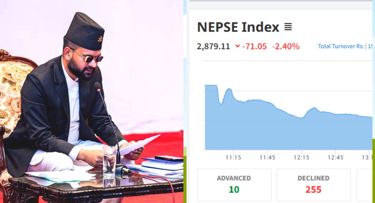बालेन नेतृत्वको सरकारपछि सेयर बजारमा ठूलो गिरावट, नेप्से ७१ अंकले ओरालो