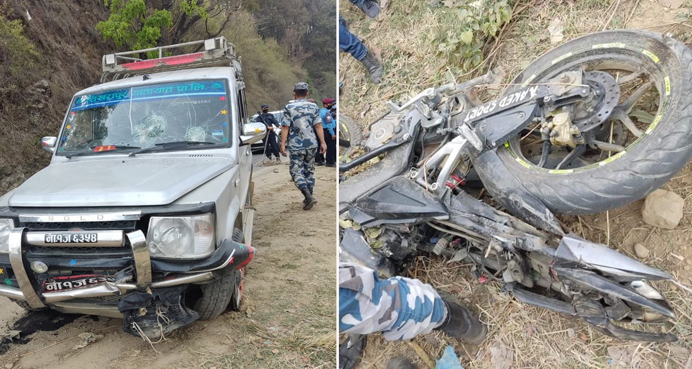 चोभारमा टाटा सुमो र मोटरसाइकल ठोक्किँदा दुई जनाको मृत्यु 