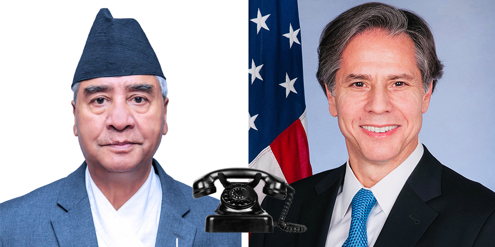 प्रधानमन्त्री देउवा र अमेरिकी विदेशमन्त्रीबीच टेलिफोन वार्ता