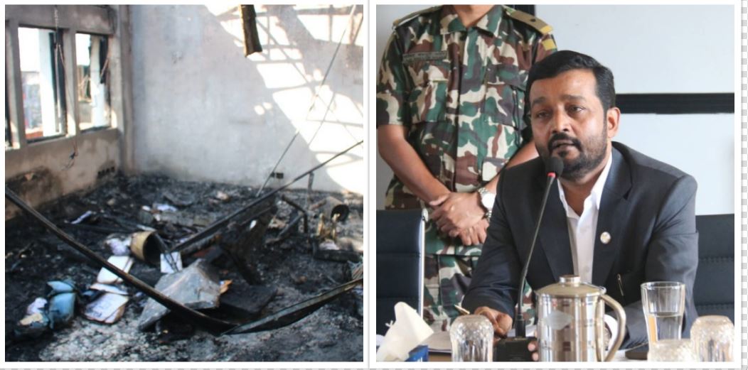 आगलागीका कारण खानेपानी मन्त्रीको कार्यकक्ष ध्वस्त 