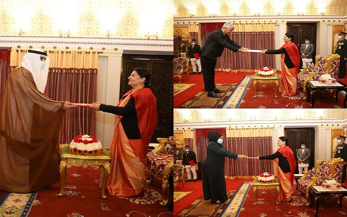 तीन देशका राजदूतले बुझाए राष्ट्रपति भण्डारी समक्ष ओहदाको प्रमाणपत्र