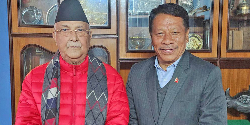 अध्यक्ष ओली र प्रकाशमान सिंहबीच भेटवार्ता