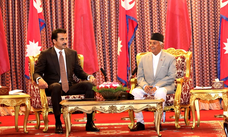 राष्ट्रपति पौडेल र कतारका अमिर अल थानीबीच भेटवार्ता