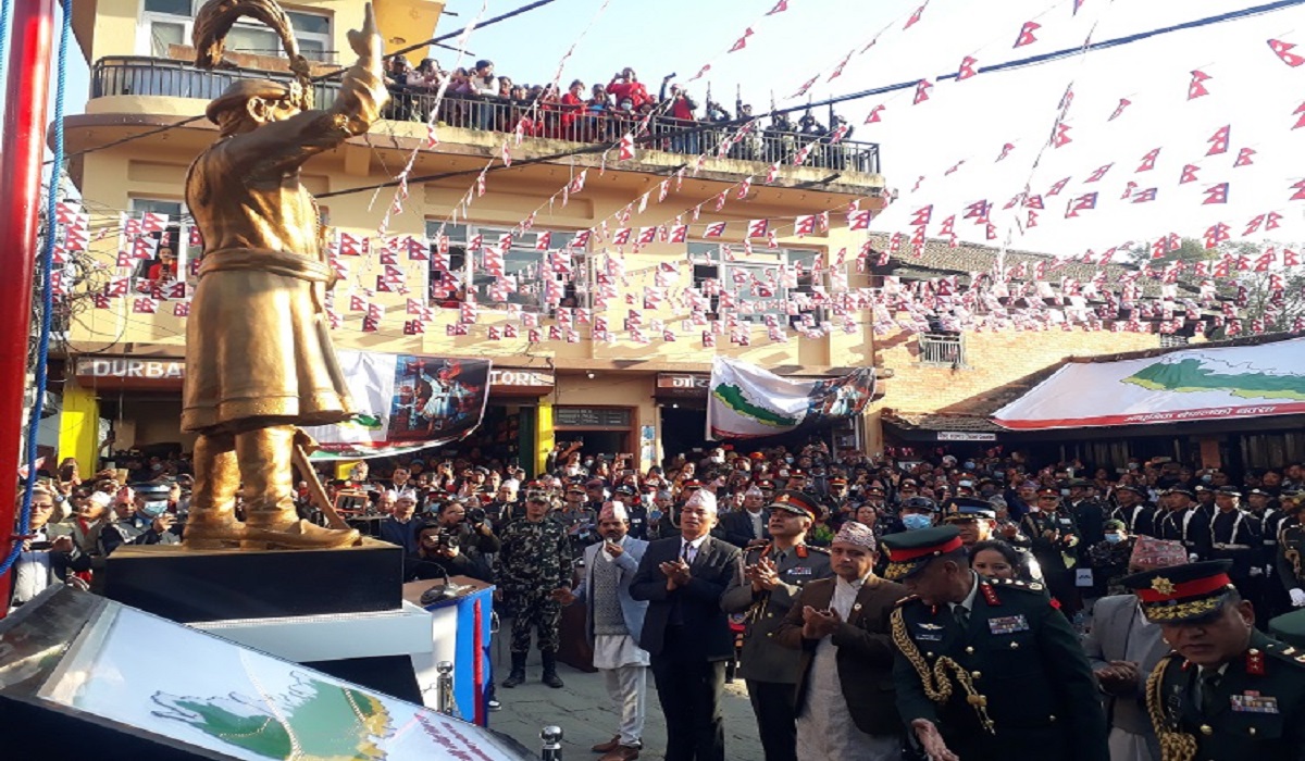 गोरखामा पृथ्वीनारायण शाहको पूर्णकदको सालिक स्थापना, सेनाले हरेक दिन सलामी दिने